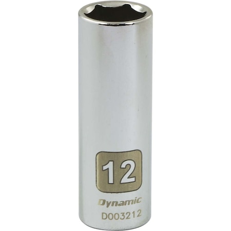 Dynamic 1/4" Drive, 12mm Metric Socket, 6 Points D003212